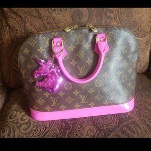 Auth Louis Vuitton custom pink alma bag